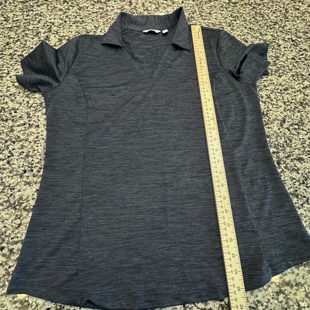Lady Hagen Womens Polo Shirt Blue Heather V Neck Short Sleeve Size L Golf Casual - Picture 7 of 9